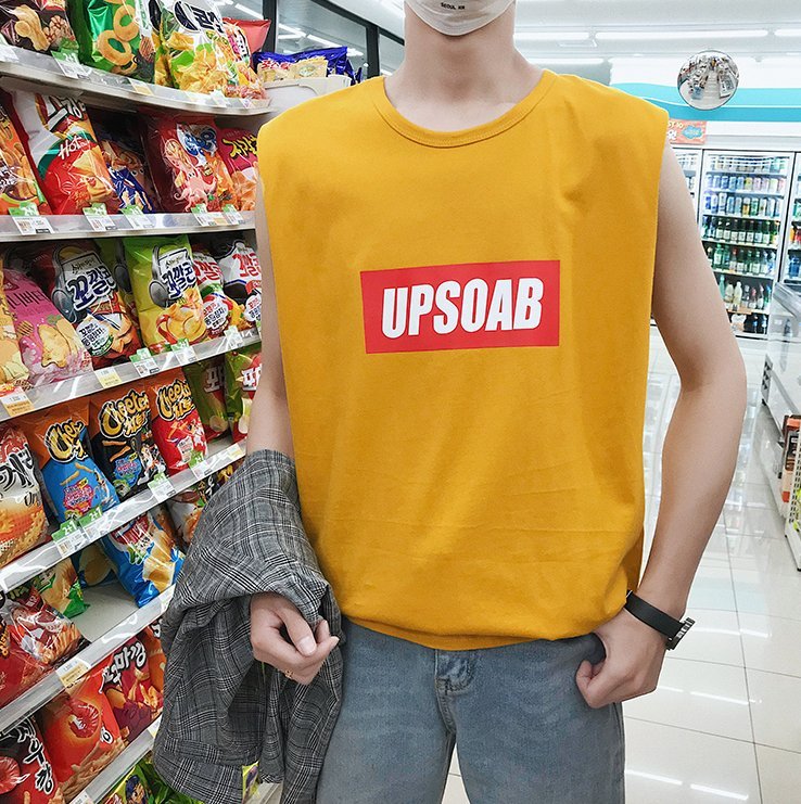 FINDSENSE H1 2018 夏季 新款 男 個性 文藝  字母印花  寬鬆 情侶 背心 馬甲 獨家款