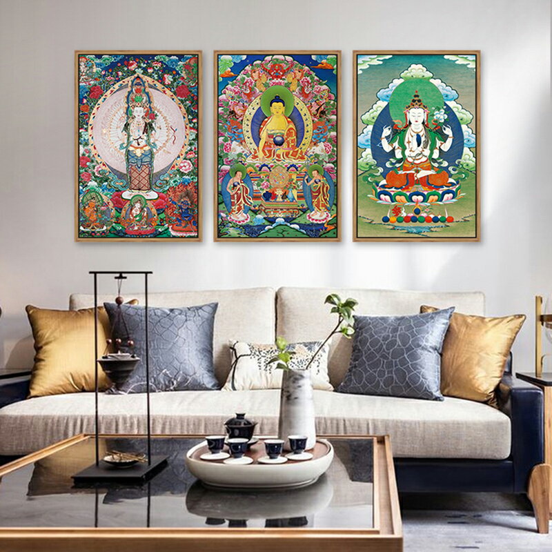 佛畫 佛像掛畫 唐卡裝飾畫掛畫八方財神畫像觀音釋迦牟尼佛像文殊普薩玄關客廳畫『xy9566』