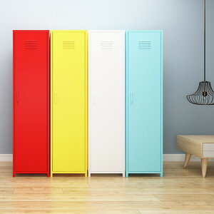 鋼製彩色更衣櫃簡約家用經濟型單雙門兒童衣櫃臥室收納儲物櫃