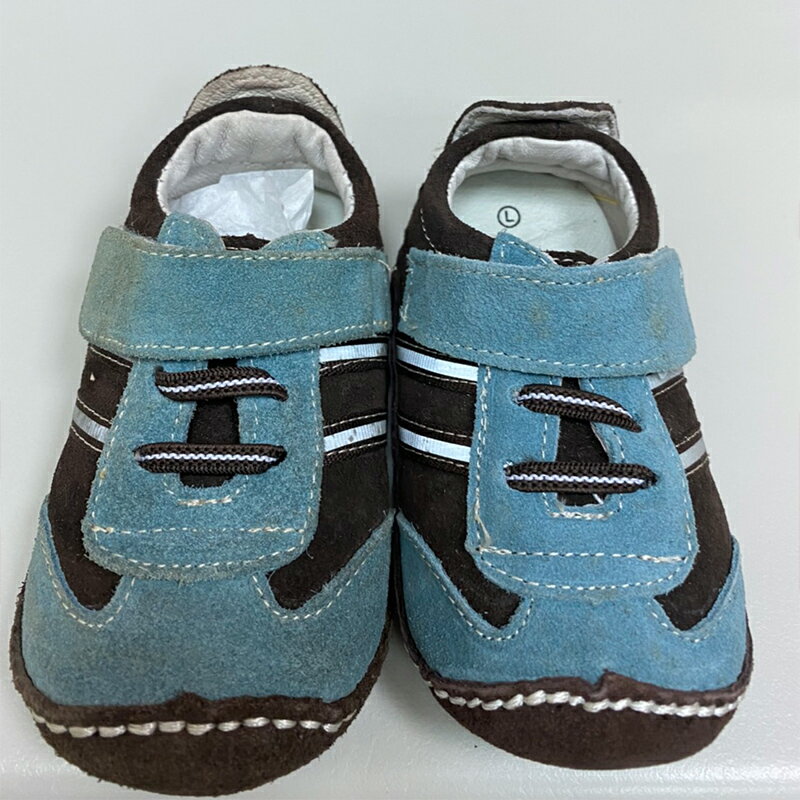 美國 Rileyroos 手工真皮無毒學步鞋/嬰兒鞋/寶寶鞋/童鞋_水藍咖啡運動型(6)（福利品）