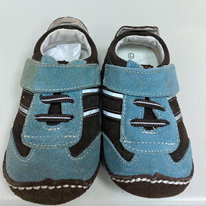 美國 Rileyroos 手工真皮無毒學步鞋/嬰兒鞋/寶寶鞋/童鞋_水藍咖啡運動型(6)（福利品）