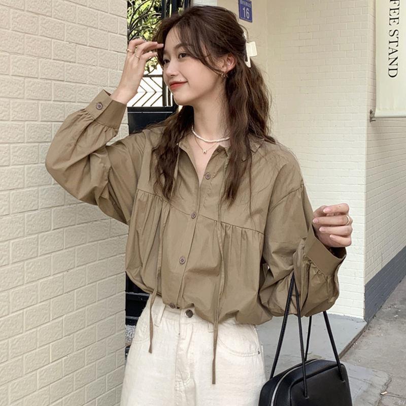 法式長袖襯衫女2025春裝新款復古木耳邊領上衣設計感小眾寬松襯衣