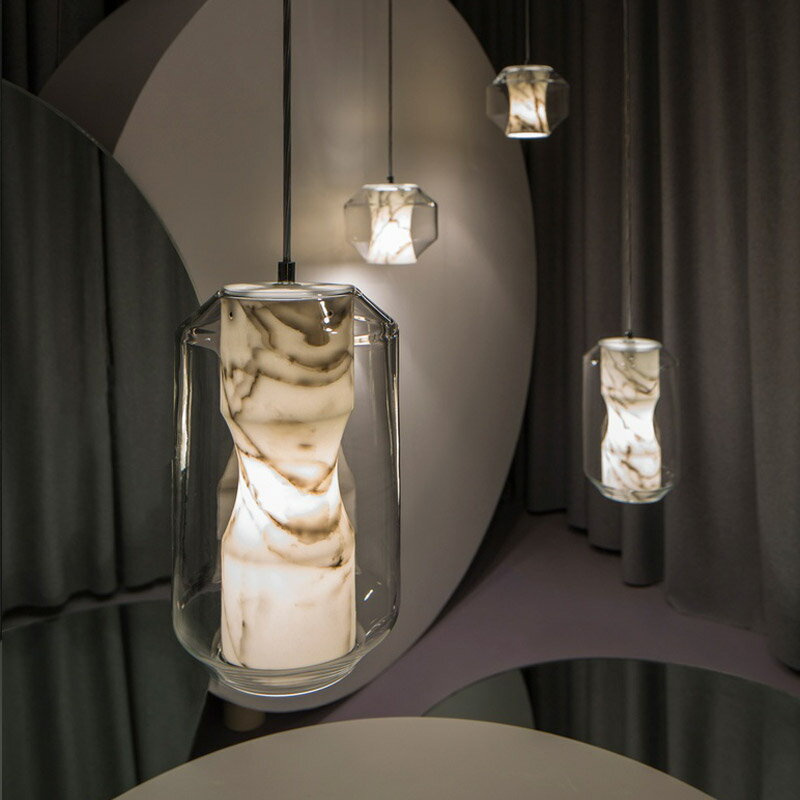 云石吊燈餐廳吧臺簡約現代創意新中式書房軟裝設計師樣板房床頭燈