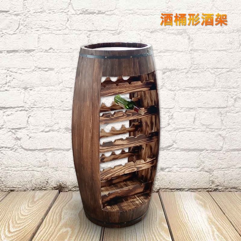 限時下殺！免運 酒桶 紅酒架 酒櫃 儲酒櫃 仿古橡木桶紅酒架酒吧葡萄酒櫃網紅復古裝飾木酒桶家用儲酒櫃 可開發票 特價出 八折減免