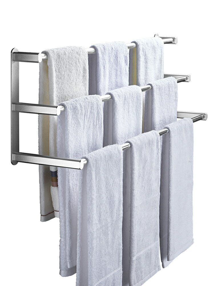浴室毛巾架 毛巾架免打孔衛生間浴室架子太空鋁毛巾桿單桿廚房廁所壁掛置物架『XY13461』