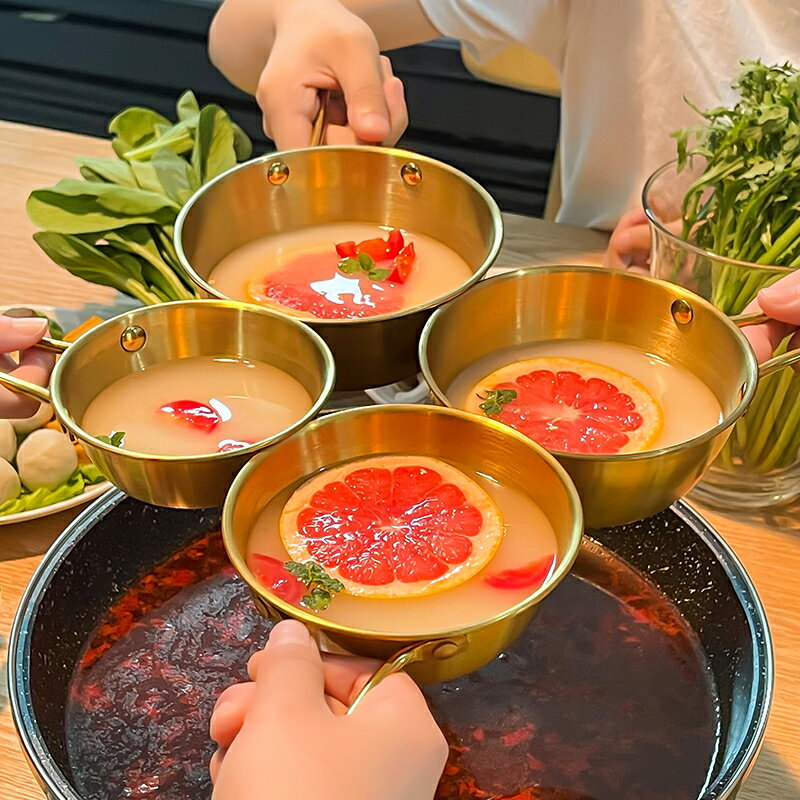 304不銹鋼米酒碗飯碗韓式黃酒碗帶把調料飯店專用熱涼酒碗料理碗