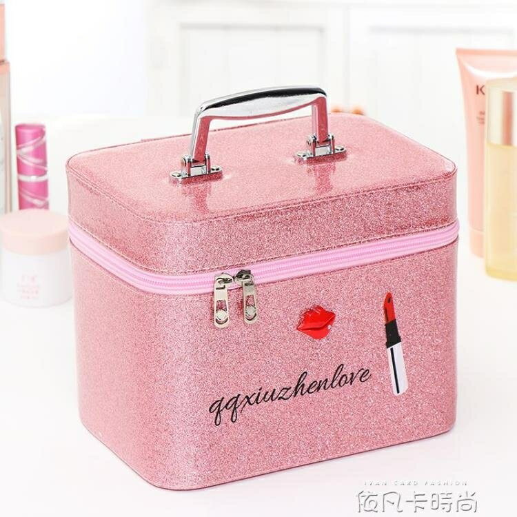 大容量ins化妝包小號便攜韓國手提化妝箱簡約 可愛少女收納盒品