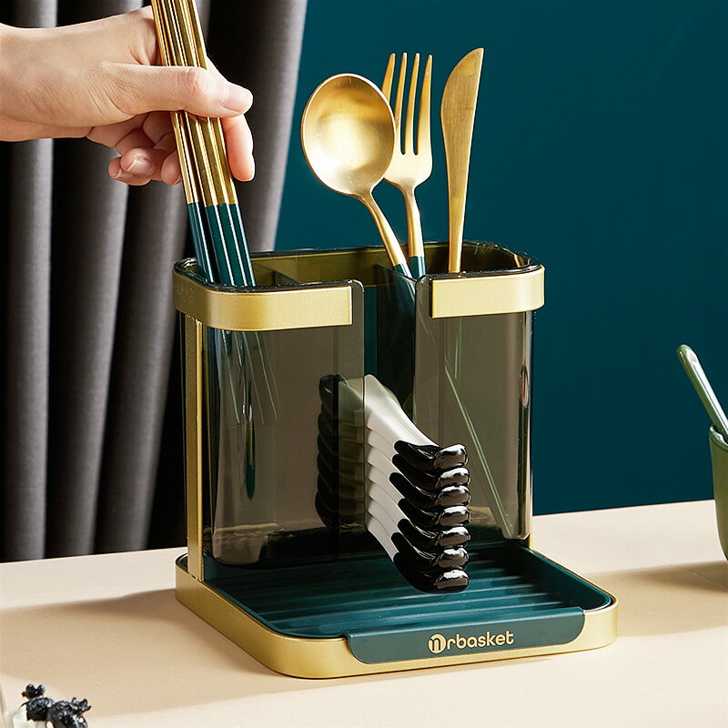 輕奢筷子收納盒新款筷子筒置物架家用壁掛筷子籠筷勺子簍