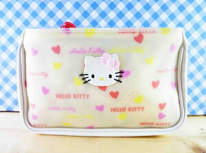 【震撼精品百貨】Hello Kitty 凱蒂貓~化妝包/筆袋-大臉愛心(白)*30841