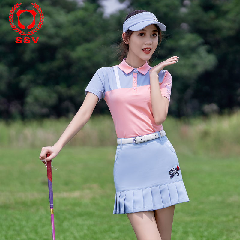 高爾夫服裝女套裝上衣衣服韓版修身吸汗透氣POLO衫夏短袖短裙GOLF