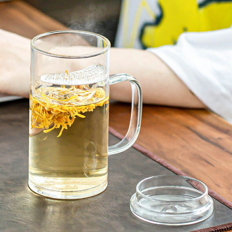 耐熱玻璃杯家用男女網紅水杯簡約創意辦公室花茶杯過濾帶把綠茶杯