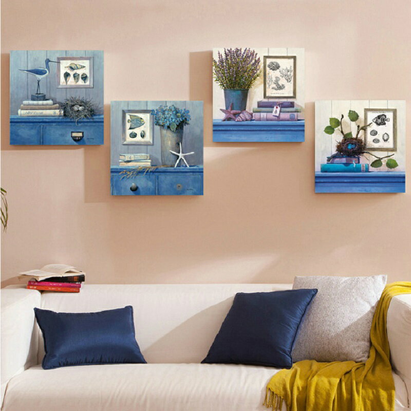 現代簡約歐式抽象客廳地中海裝飾畫 沙發背景墻壁畫臥室無框掛畫