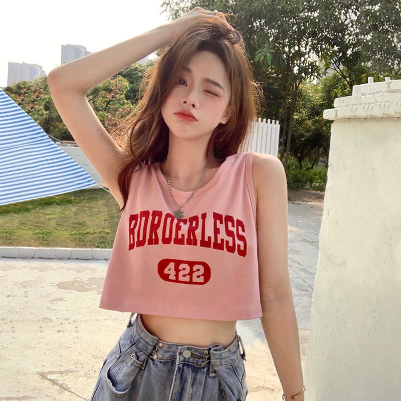 背心 小可愛 美式復古小背心 女夏季粉色內搭吊帶 外穿短款寬松無袖上衣【不二雜貨】