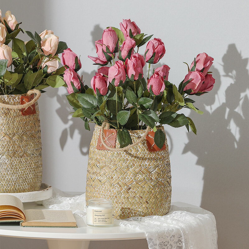 九頭復古玫瑰客廳裝飾品擺件花束仿真花絹花假花桌花擺設