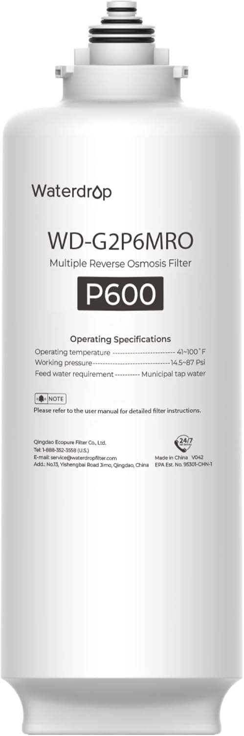 [6美國直購] Waterdrop WD-G2P6MRO Filter G2P600 MRO濾心(耗材) 建議更換週期2年