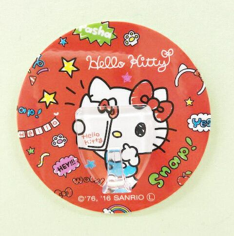 【震撼精品百貨】Hello Kitty 凱蒂貓 Sanrio HELLO KITTY貼式掛勾-圓形紅#86242 震撼日式精品百貨