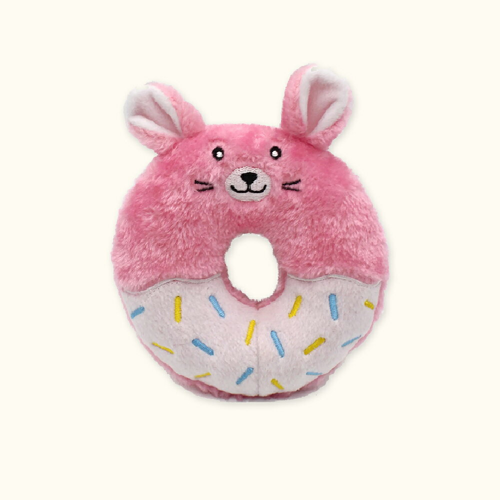 【SofyDOG】ZippyPaws 鮮奶油兔甜甜圈 寵物玩具 有聲玩具 狗玩具