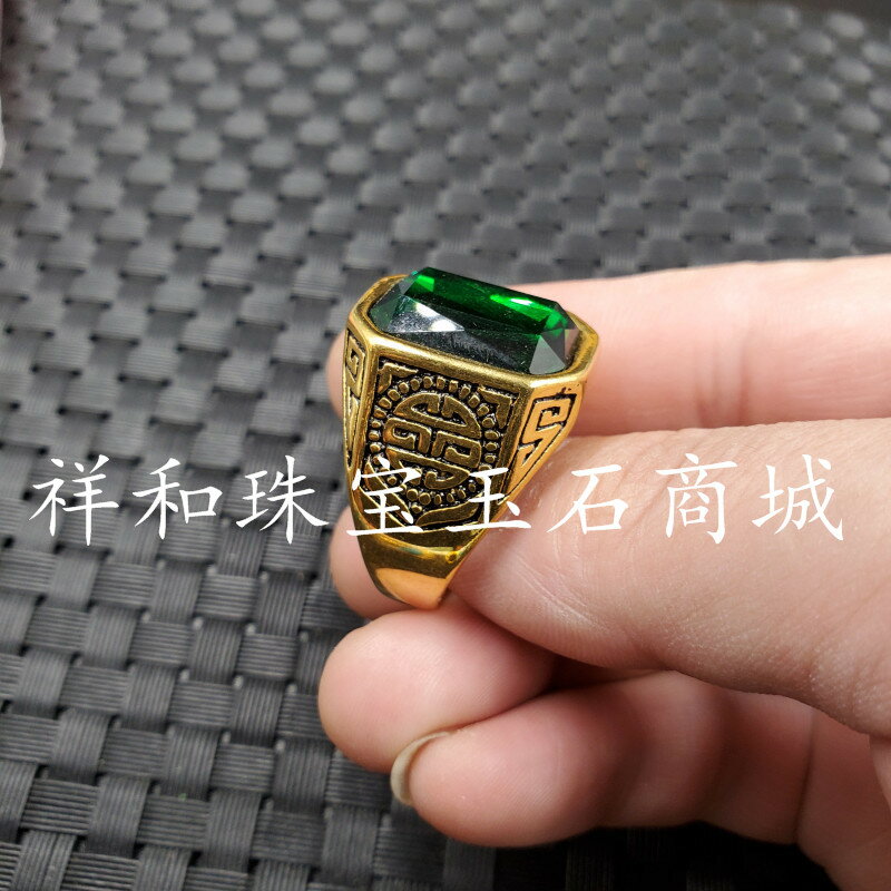 新款精美冰種鋯石切面戒指墨綠色鋯石戒指飾品戒指仿古戒指指環 3