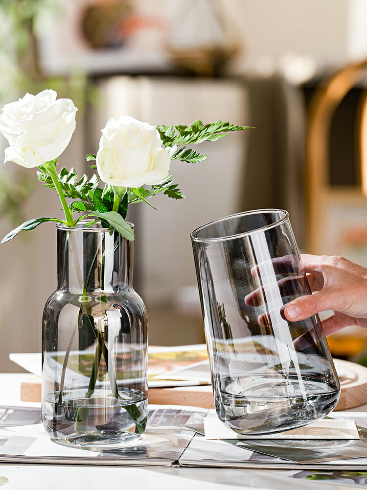 北歐ins風簡約玻璃花瓶水培鮮花插花小花瓶客廳餐桌水養創意擺件