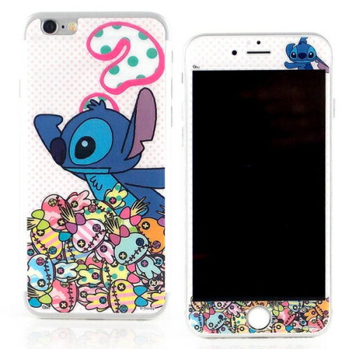 【Disney 】iPhone 6 plus 強化玻璃彩繪保護貼-史迪奇 8