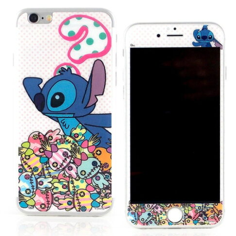 【Disney 】iPhone 6 plus 強化玻璃彩繪保護貼-史迪奇 8