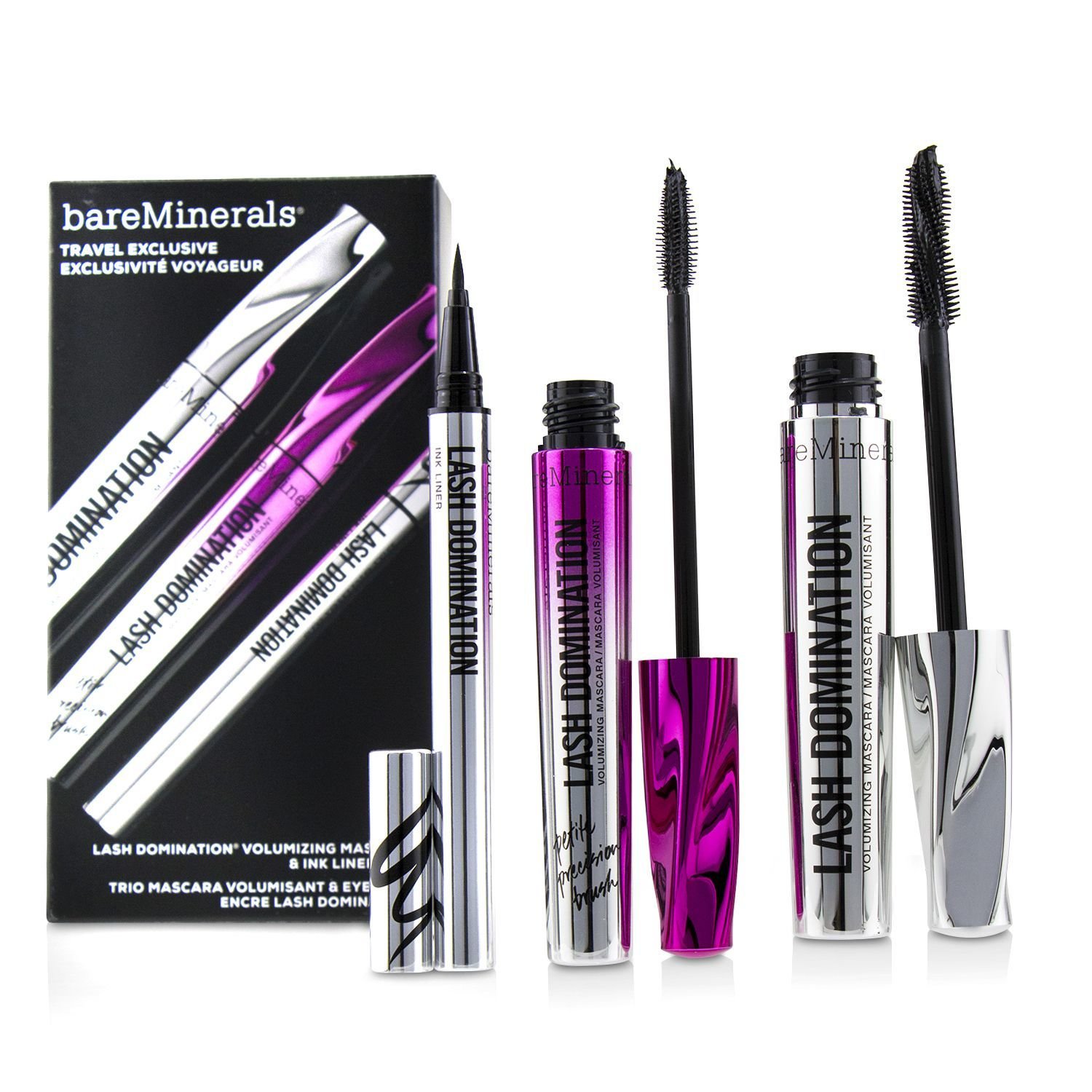 BareMinerals - 10合1濃密睫毛膏&眼線液組合(2x睫毛膏, 1x眼線液)Lash Domination Volumizing Mascara & Ink Liner Trio