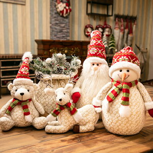 聖誕裝飾 圣誕節飾品裝飾老人擺件圣誕節裝飾品場景布置馴鹿公仔麋鹿雪人 交換禮物