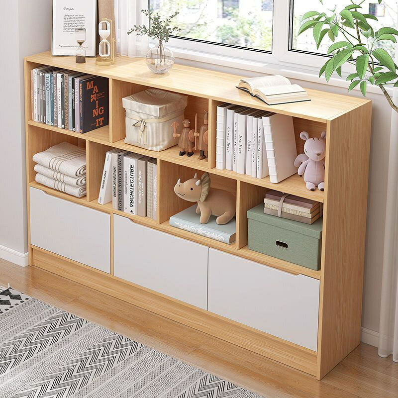 現代簡約多層書架 置物架 落地家用客廳格子櫃 簡易收納架子 靠牆書櫃 兒童書架 分層置物架