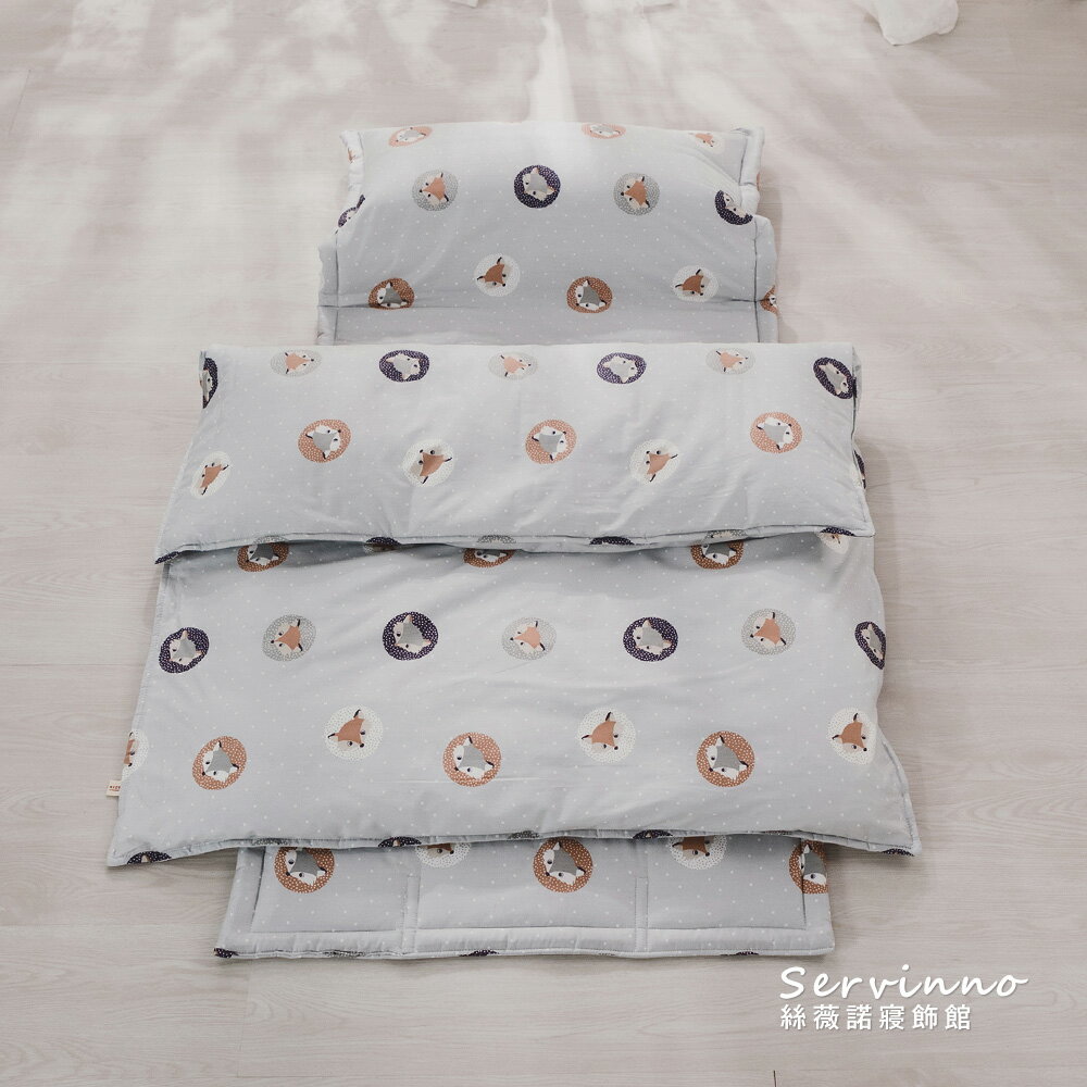 MIT精梳棉-兒童睡袋【狐狸先生-灰】多功能/冬夏兩用