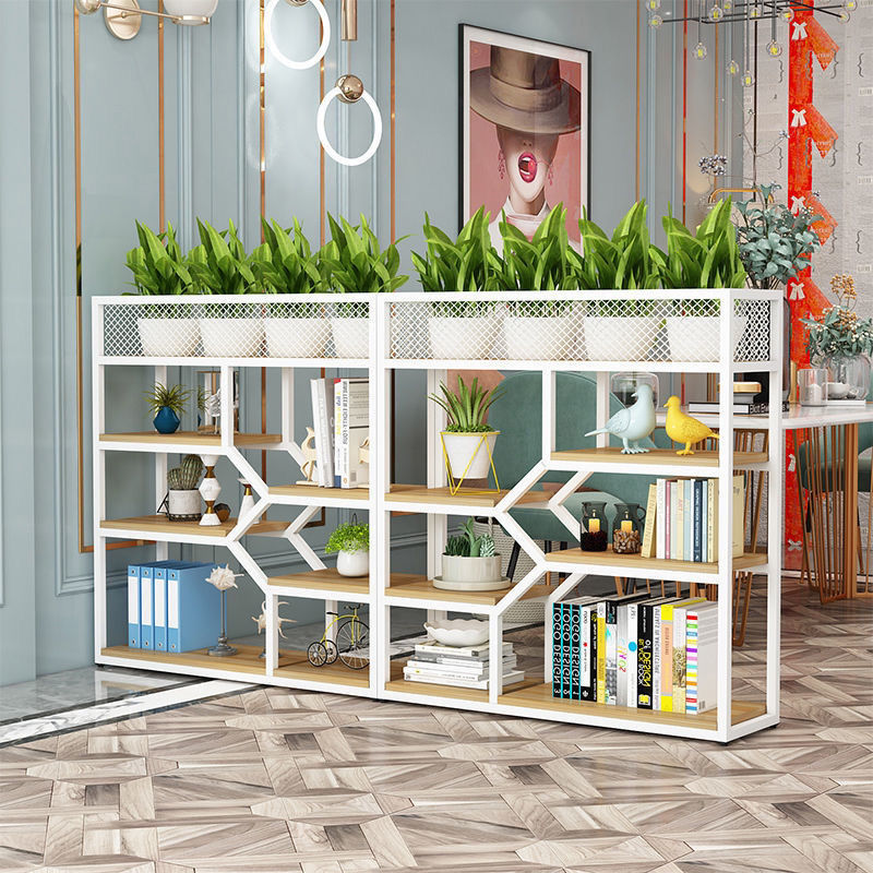 【最低價】【公司貨】鐵藝隔斷置物架書架餐廳裝飾屏風落地書柜家用客廳辦公室玄關花架 3