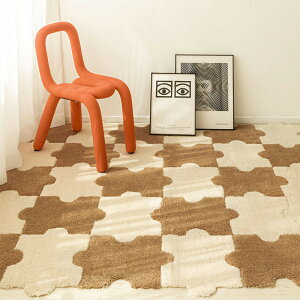 現代簡約可滿鋪拼接客廳地毯家用植絨臥室床邊毯拼圖榻榻米防滑毯