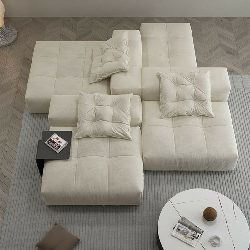 意式極簡磨砂布雙面方塊沙發客廳侘寂風簡約模塊豆腐塊組合沙發 3