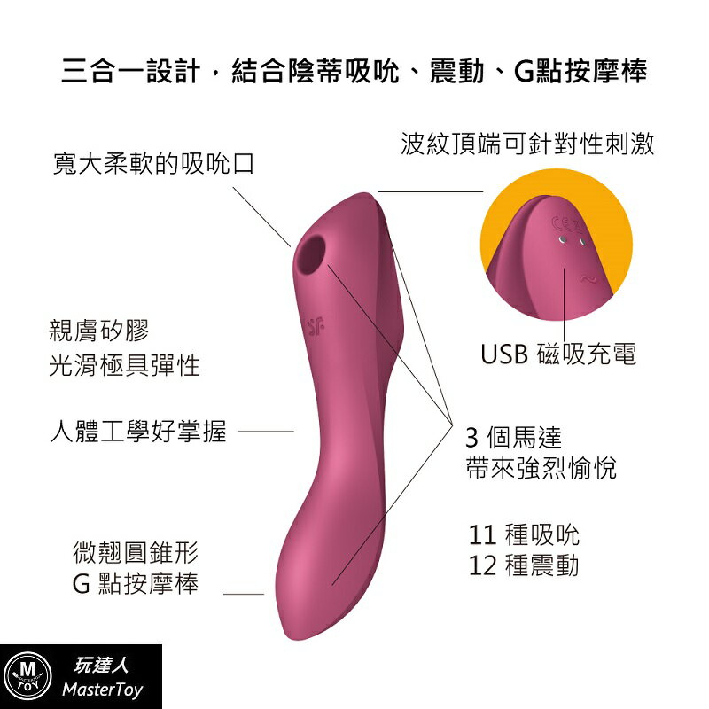 德國 Satisfyer Curvy Trinity 3 陰蒂吸吮+震動按摩棒 原廠保固