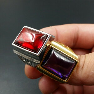 高檔精美天然玉石鋯石戒指冰種鋯石方形戒指紫色戒面戒指廠家直銷