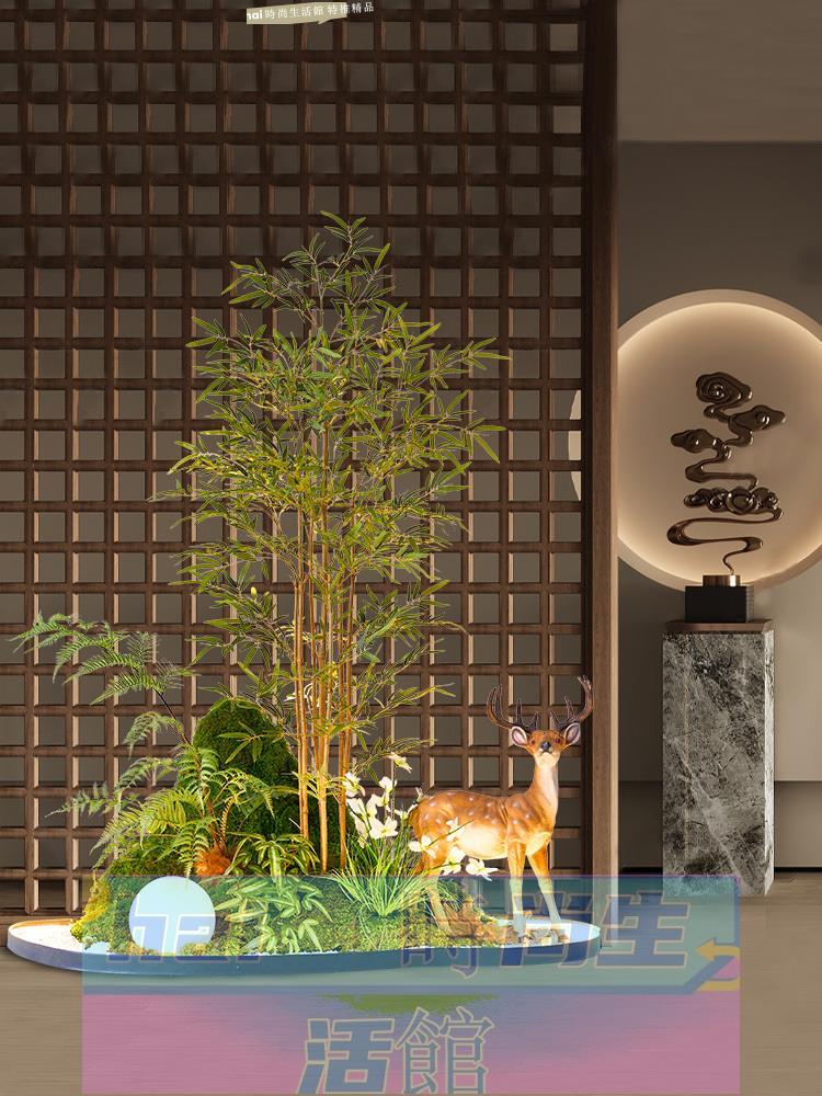 免運 可開發票 新中式模擬綠植造景假竹子裝飾庭院茶室室內景觀蕨類植物擺件佈置