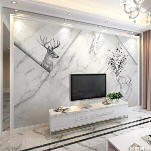 電視背景墻壁紙定制現代簡約幾何麋鹿影視墻壁畫裝飾客廳沙發壁布