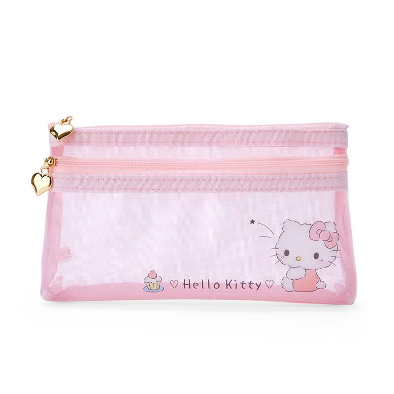 真愛日本 凱蒂貓 kitty 雙層 透明 拉鍊扁平袋 筆袋 收納袋 零錢袋 文具收納 JD21