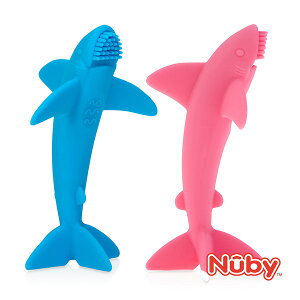 Nuby 鯊魚固齒器-藍/粉【悅兒園婦幼生活館】
