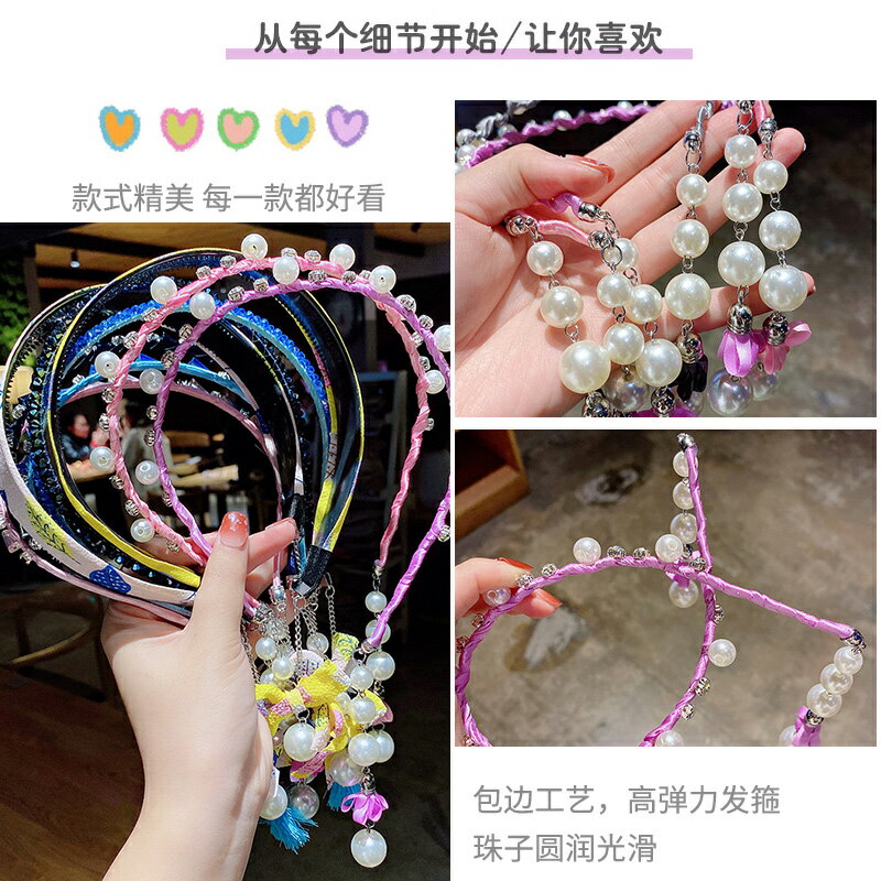 兒童假耳環發箍女童珍珠頭箍發飾公主超仙流蘇吊墜寶寶發卡 3