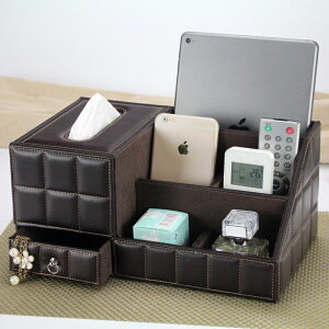 面紙盒 歐式皮革家用多功能遙控器收納盒 客廳茶幾桌面可愛紙巾盒 抽紙盒面紙套