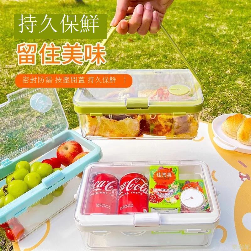 手提便攜保鮮盒露營春遊大容量野餐移動小冰箱食品收納便攜便當盒