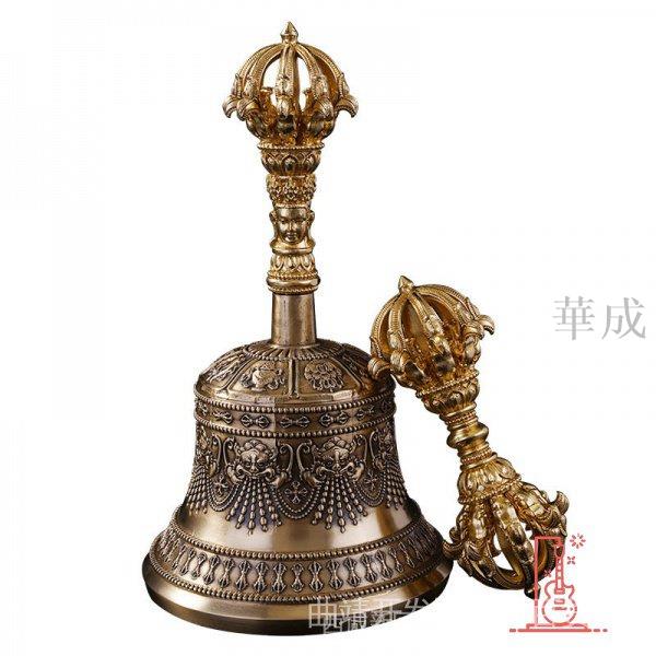 新店特惠【24h出貨】【樂器】尼泊爾工藝純銅仿古九股金剛鈴杵密宗法器