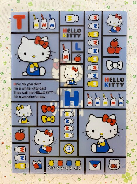 【震撼精品百貨】Hello Kitty 凱蒂貓 三麗鷗 KITTY 日本A4文件夾/資料夾-藍方格#38480 震撼日式精品百貨