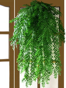 仿真國槐樹葉吊蘭植物裝飾塑料綠葉子壁掛假花綠植掛墻上墻壁吊花