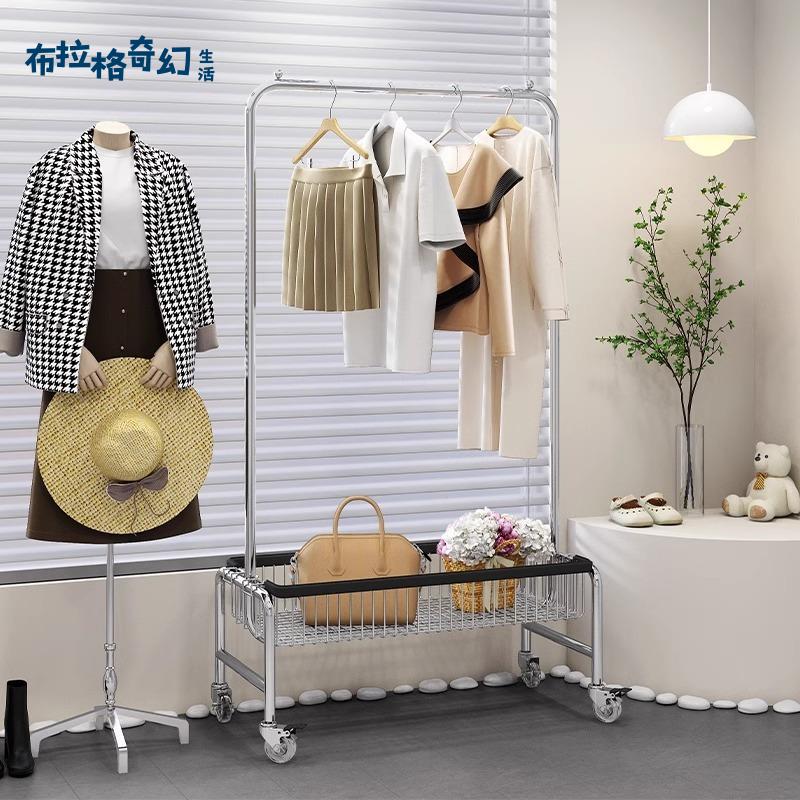 落地 衣帽架 掛衣架 家用臥室晾衣 收納架 置物架服裝店移動推車 展示架[DD0426002]