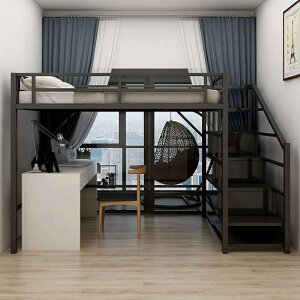 [價格最低】現代懸空床 上床下桌 家用閣樓式床 復式二樓床 上床下空閣樓 樓梯櫃床