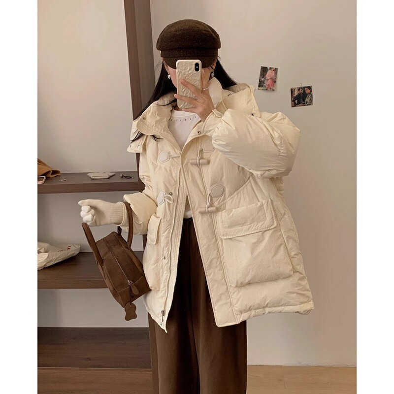 真 羽絨90%鴨絨 羽絨外套鴨絨夾克-復古加厚保暖舒適女外套5色74ip28【獨家進口】【米蘭精品】