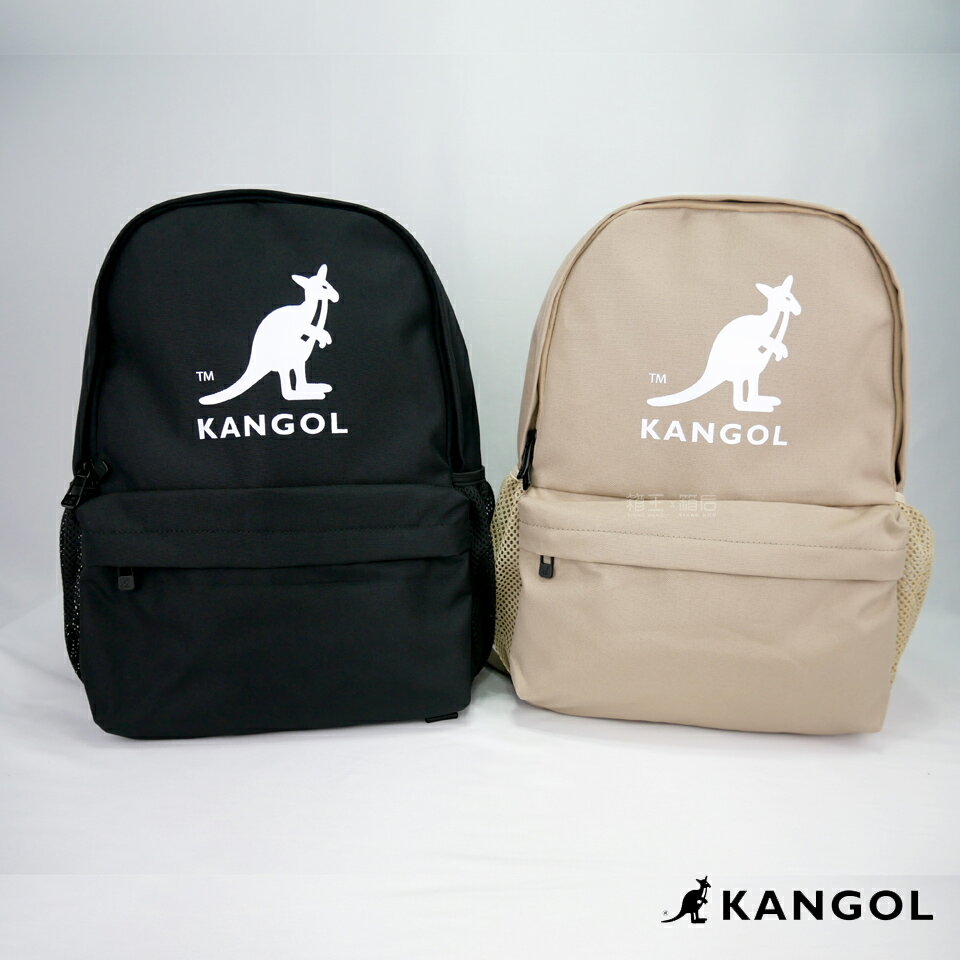 KANGOL 袋鼠 超輕大容量後背包 大學包 休閒包 筆電包 平板包 6055384032 (黑/卡及/綠色)