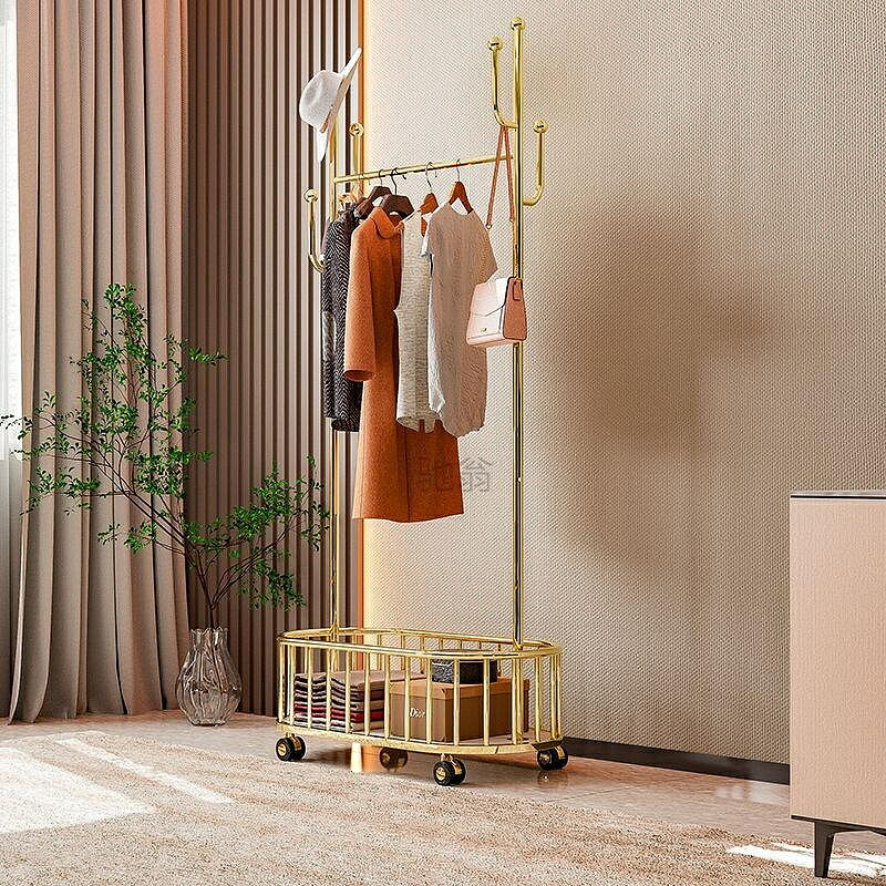 3l輕奢房間可移動落地臥室衣帽架家用衣服簡易多功能掛衣架子臟衣