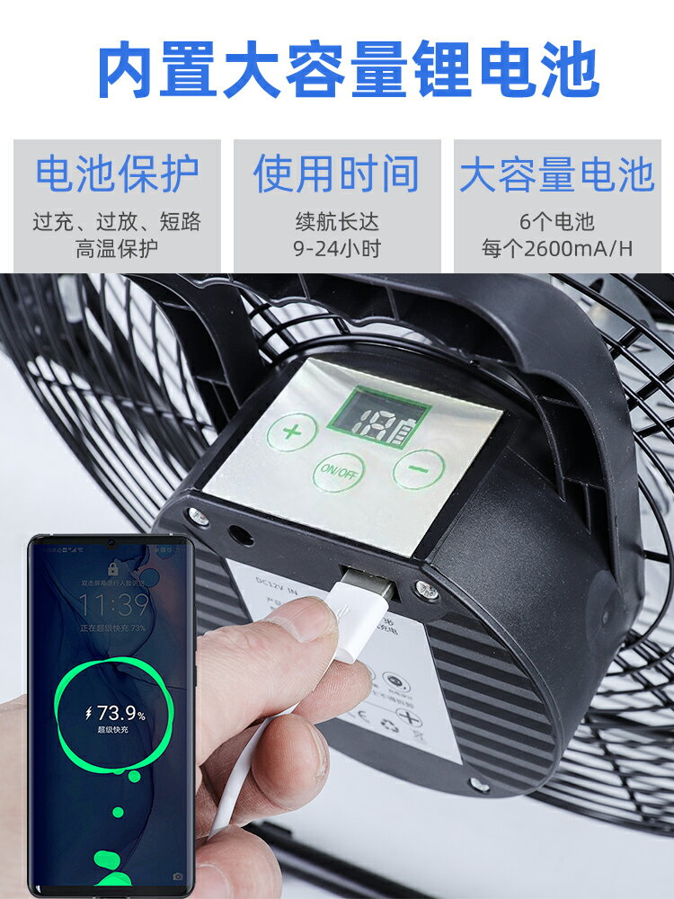 {可打統編 保固一年}18寸充電風扇超長續航大風力太陽能戶外大電池便攜式大功率趴地扇 2